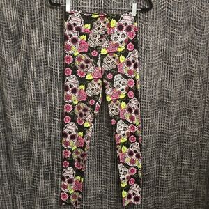 Sugar Skull Floral Full Length Leggings